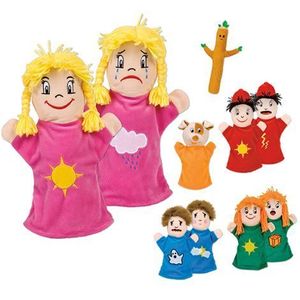 Set 6 papusi de mana Emotii cu ghid pedagogic si 2 povesti in limba romana imagine