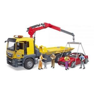 BRUDER - MASINA TRACTARE MAN TGS CU MASINA ROADSTER CU LUMINI SI SUNETE imagine