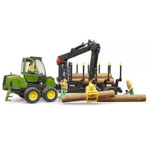 BRUDER - TRACTOR FORESTIER JOHN DEERE 1210E CU GRAIFER SI 4 BUSTENI imagine