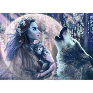 Puzzle Femeie Cu Lupi, 1000 Piese imagine