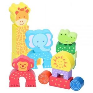 Set constructie din lemn Marionette animale salbatice 20 piese imagine