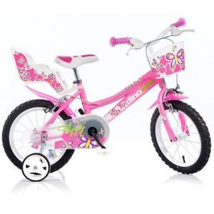 Bicicleta copii 4-6 ani, 16 inch, Pentru Fetite Roz, Dino Bikes DN166RN imagine