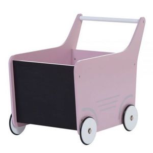 Carucior cu spatiu depozitare si tabla de scris Childhome, Lemn Roz imagine