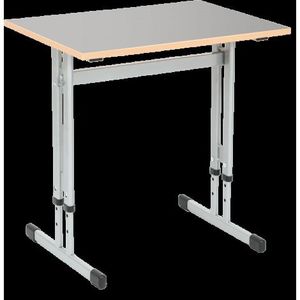 Banca scolara individuala IN-R 70x50 blat gri 18 mm, reglabila marimea 3-7, cadru argintiu, cant ABS, colturi drepte imagine
