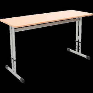 Banca scolara dubla IN-R 130x50 blat artar 18 mm, reglabila marimea 3-7, cadru rosu, cant ABS, colturi drepte imagine