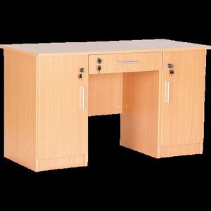 Birou Vigo 130 cm culoare fag, cu sertar si corpuri laterale cu incuietori imagine