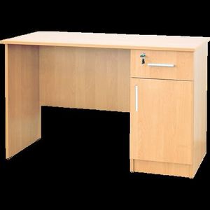 Birou Vigo 120 cm culoare fag, cu sertar cu incuietoare si corp lateral imagine