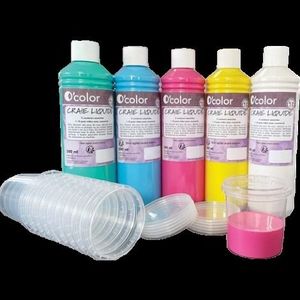 Creta lichida pentru asfalt 5 x 500 ml si 10 recipiente pentru pictura imagine
