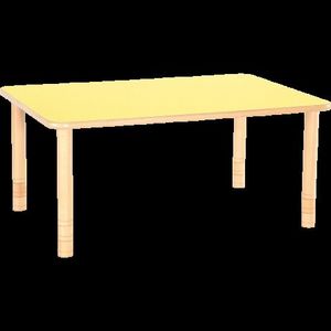 Masa dreptunghiulara Flexi 120x80 cm, cu blat gros HPL, ajustabila mas 0-3, blat galben, picioare culoare fag, gradinita imagine