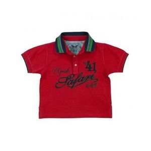 Tricou polo rosu cu maneca scurta si imprimeu (3113), 7 ani 122 cm imagine