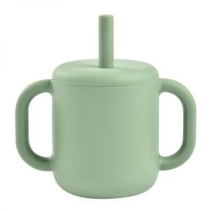 Cana de antrenament cu pai din silicon Beaba Sage Green imagine