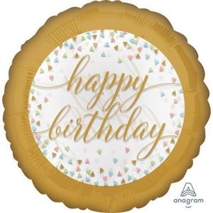 Balon folie happy birthday auriu 43 cm imagine