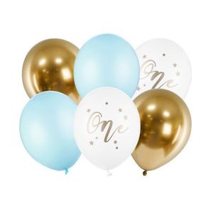 Baloane latex one albastru 30 cm 6 buc imagine
