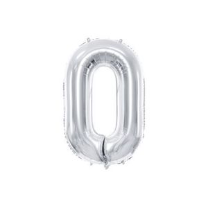 Balon folie cifra 0 argintiu 86 cm imagine