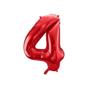 Balon folie cifra 4 rosu 86 cm imagine