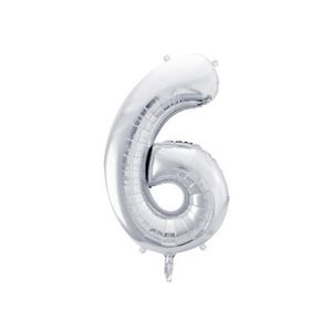 Balon folie cifra 6 argintiu 86 cm imagine