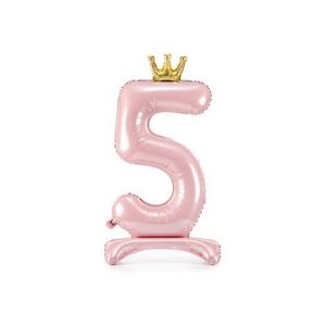 Balon folie cu stativ roz cifra 5 imagine