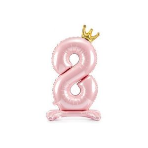 Balon folie cu stativ roz cifra 8 imagine