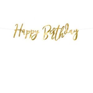 Banner happy birthday auriu 16.5x62 cm imagine