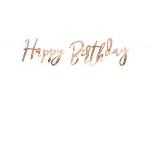 Banner happy birthday rose gold 16.5x62 cm imagine