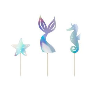 Decoratiuni tort sirena iridescent 3 buc imagine