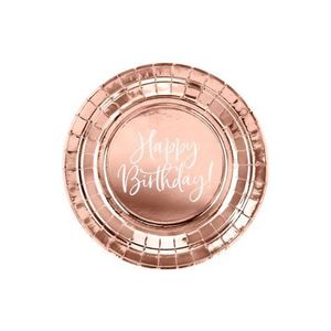 Farfurii happy birthday rose gold 18 cm imagine