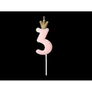 Lumanare cifra 3 coroana 9.5 cm imagine
