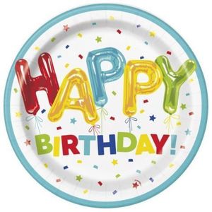 Farfurii happy birthday confetti 23 cm imagine