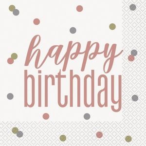 Servetele happy birthday roz 33x33 cm Unique UN84877 imagine