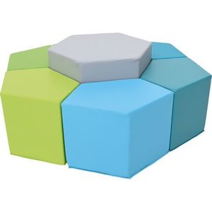Set de pufuri LO1 masa si scaune, nuante albastru, gradinita si scoala imagine