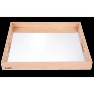 Tava mare din lemn cu oglinda acrilica, 500 x 435 x 50 mm, pentru activitati senzoriale imagine