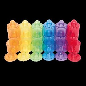 Set de 18 cutiute colorate cu capac, translucide, pentru activitati senzoriale imagine