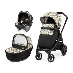 Carucior 3 in 1 Peg Perego Book, SLK, 0 - 22 kg, Graphic Gold, Negru Bej imagine