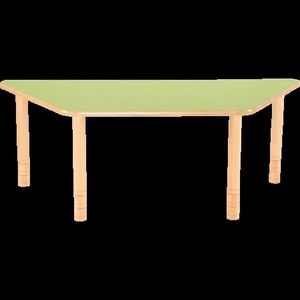 Banca scolara trapezoidala, blat HPL, picioare rotunde cu inaltime reglabila 58-76 cm, mas 3-6, culoare verde imagine