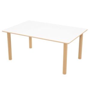 Masa dreptunghiulara Flexi 120x80 cm, cu blat gros HPL, ajustabila mas 0-3, blat alb, picioare culoare fag, gradinita imagine