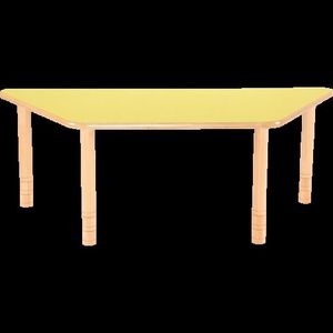 Banca scolara trapezoidala, blat HPL, picioare rotunde cu inaltime reglabila 58-76 cm, mas 3-6, culoare galben imagine