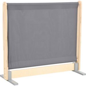 Panou separator, lemn si textil, gri inchis-gri deschis, cresa si gradinita imagine