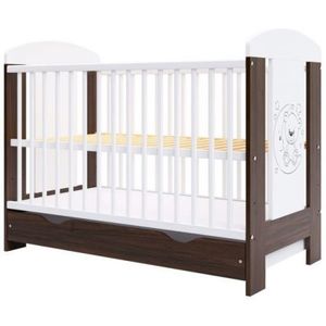 Patut copii din lemn Hubners Calisto Ursulet 120x60 cm maro cu sertar imagine
