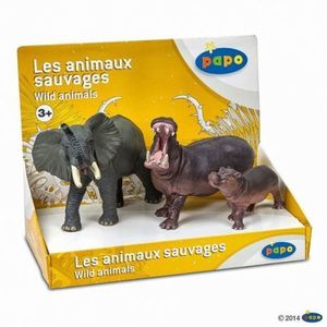 Papo Set Animale Salbatice Elefant, Hipopotam Si Hipopotam Pui imagine