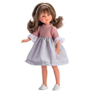 Papusa Celia cu Rochita Gri cu Roz 30cm imagine