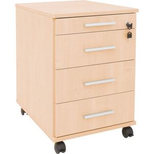 Dulap cu roti, sertar superior cu compartimente pentru rechizite si incuietoare, culoare artar, 42 x 58 x 64 cm imagine