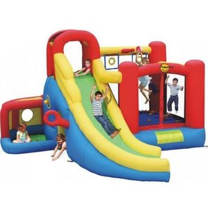 Complex de joaca gonflabil 11 in 1, cu tobogan, saltea de sarit, tunele, cos de baschet Happy Hop 9406 imagine