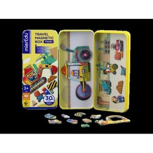 Puzzle magnetic in cutie metalica, joc de potrivire si asociere - Camioane imagine
