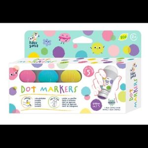 Set 5 carioci lavabile Dot Markers - culori pastel, Haku Yoka imagine