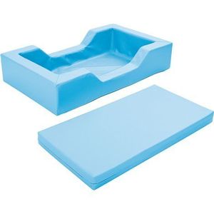 Patut pentru cresa bleu, 128 x 75 x 25 cm, din spuma, cu decupaj pentru acces, saltea 8 cm grosime inclusa, stivuibil imagine