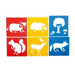 Set de 6 sabloane tematica Animale din padure, 14, 5 x 15, 5 cm, ideal crese, gradinite si scoli imagine