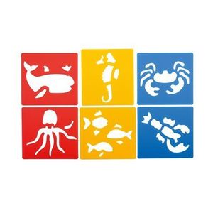 Set de 6 sabloane tematica animale marine, 14, 5 x 15, 5 cm, ideal crese, gradinite si scoli imagine