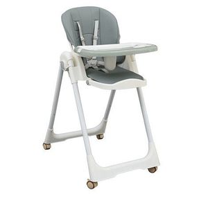 Scaun de masa pentru bebelusi, centura cu prindere in 5 puncte, alb-gri, reglabil, pliabil, ideal pentru cresa imagine