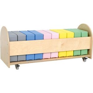 Set 10 perne pufuri patrate, 30 x 30 x 10 cm, certificat Oeko-tex, cu suport mobil din lemn inclus, cresa si gradinita imagine
