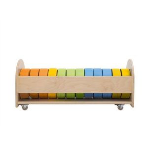 Stand mobil cu 12 pufuri rotunde din spuma, 105 x 40 x 47 cmm, cresa si gradinita imagine